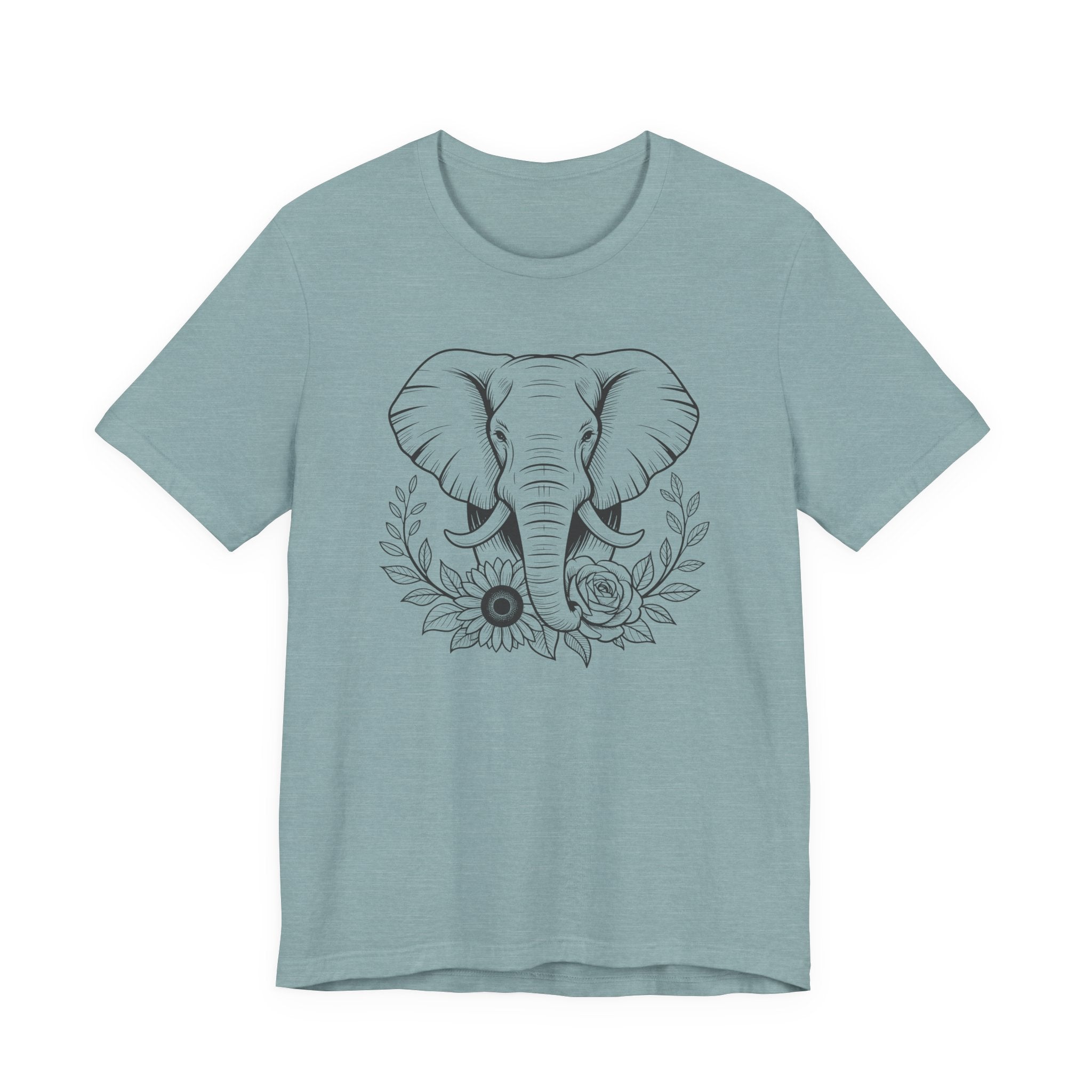Elephant & Floral Strength T-Shirt — "Strength Meets Beauty"