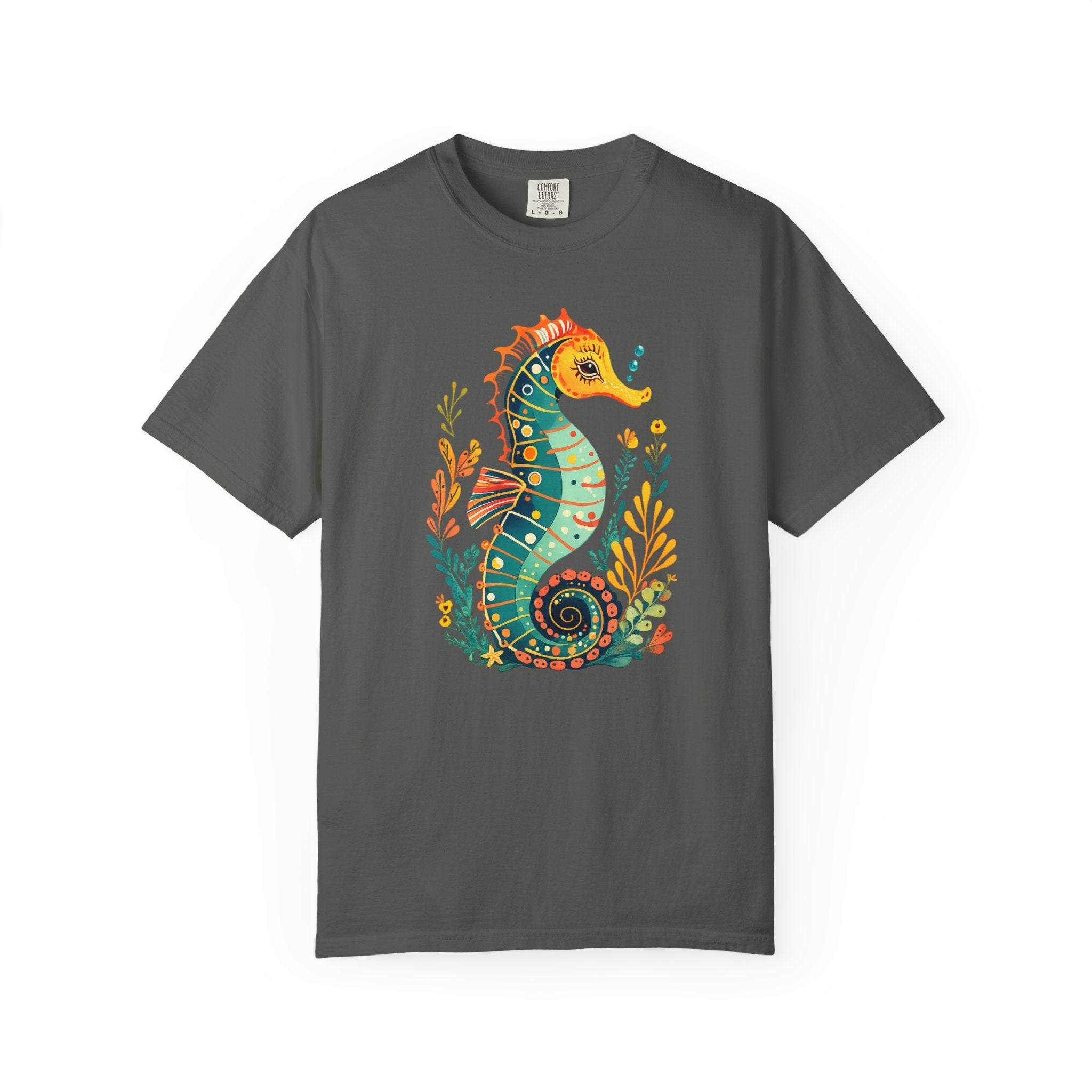 Seahorse Floral T-Shirt — Colorful Ocean Illustration Tee