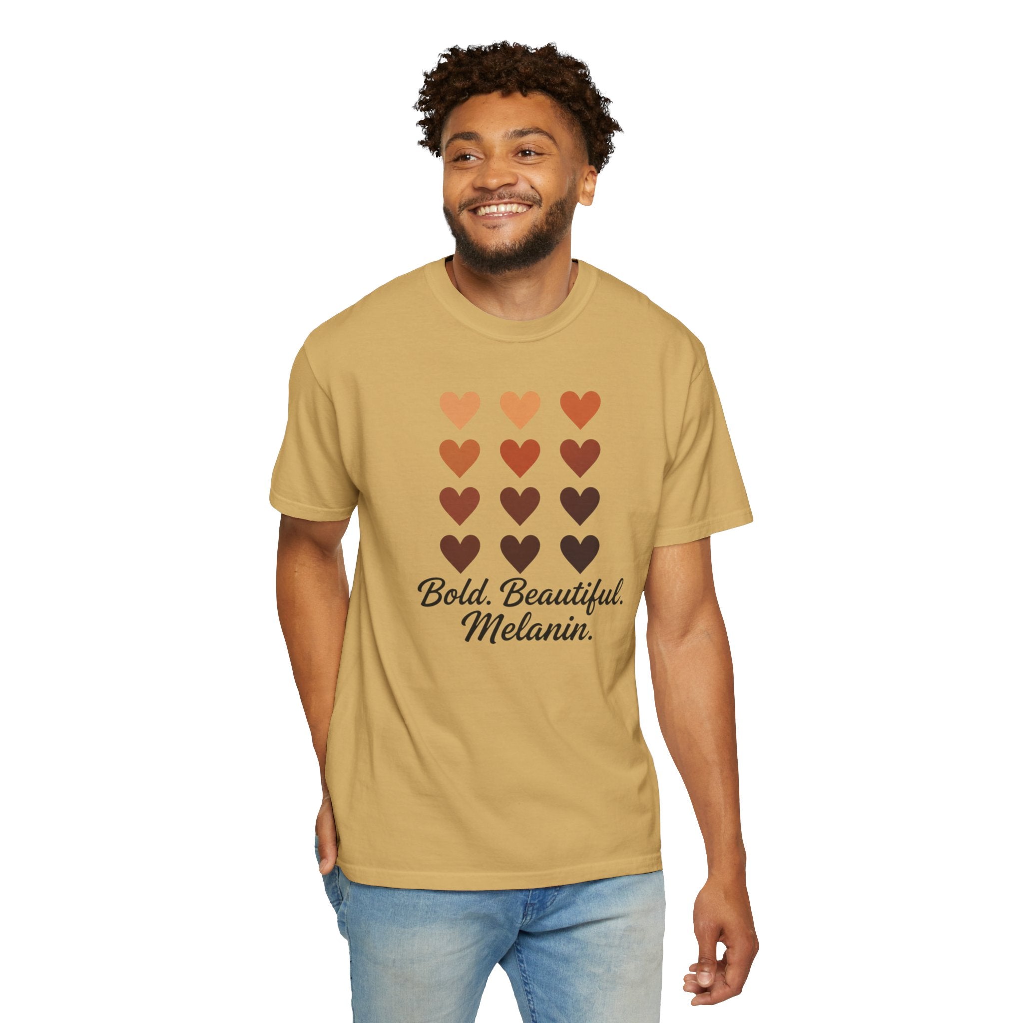Bold Beautiful Melanin Hearts Tee