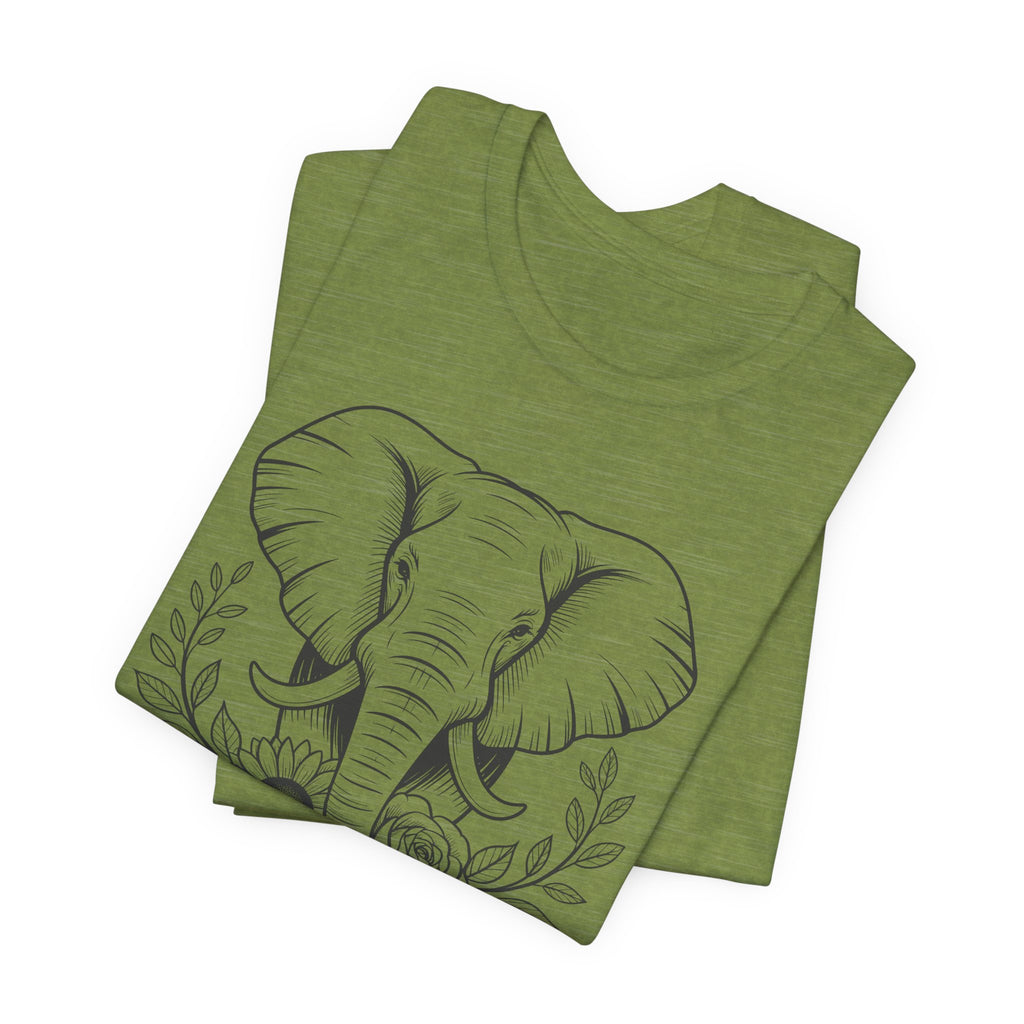 Elephant & Floral Strength T-Shirt — "Strength Meets Beauty"