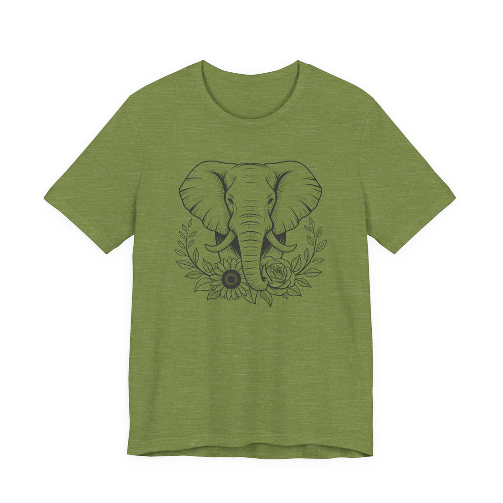 Elephant & Floral Strength T-Shirt — "Strength Meets Beauty"