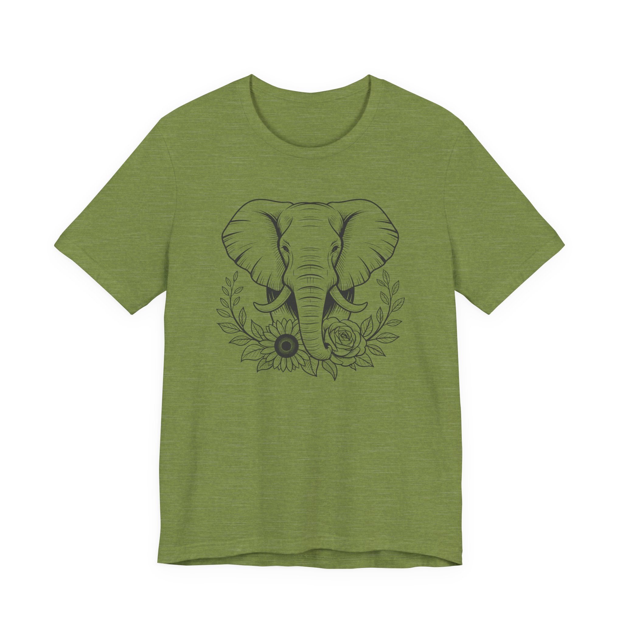 Elephant & Floral Strength T-Shirt — "Strength Meets Beauty"