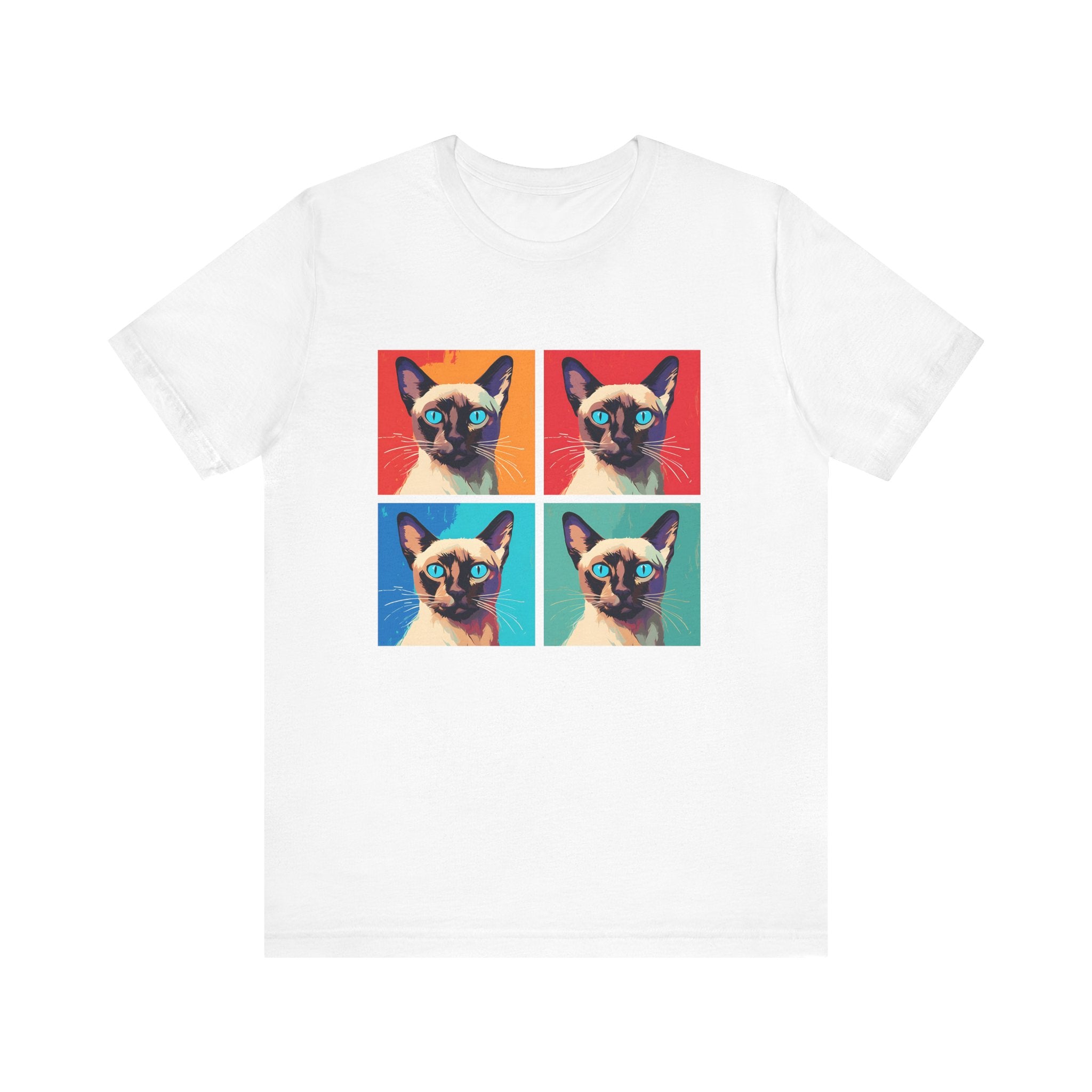 Colorful Siamese Cat Tee, Fun Graphic T-Shirt, Cat Lover Gift, Pop Art Style, Unique Animal Shirt, Casual Wear, Birthday Present