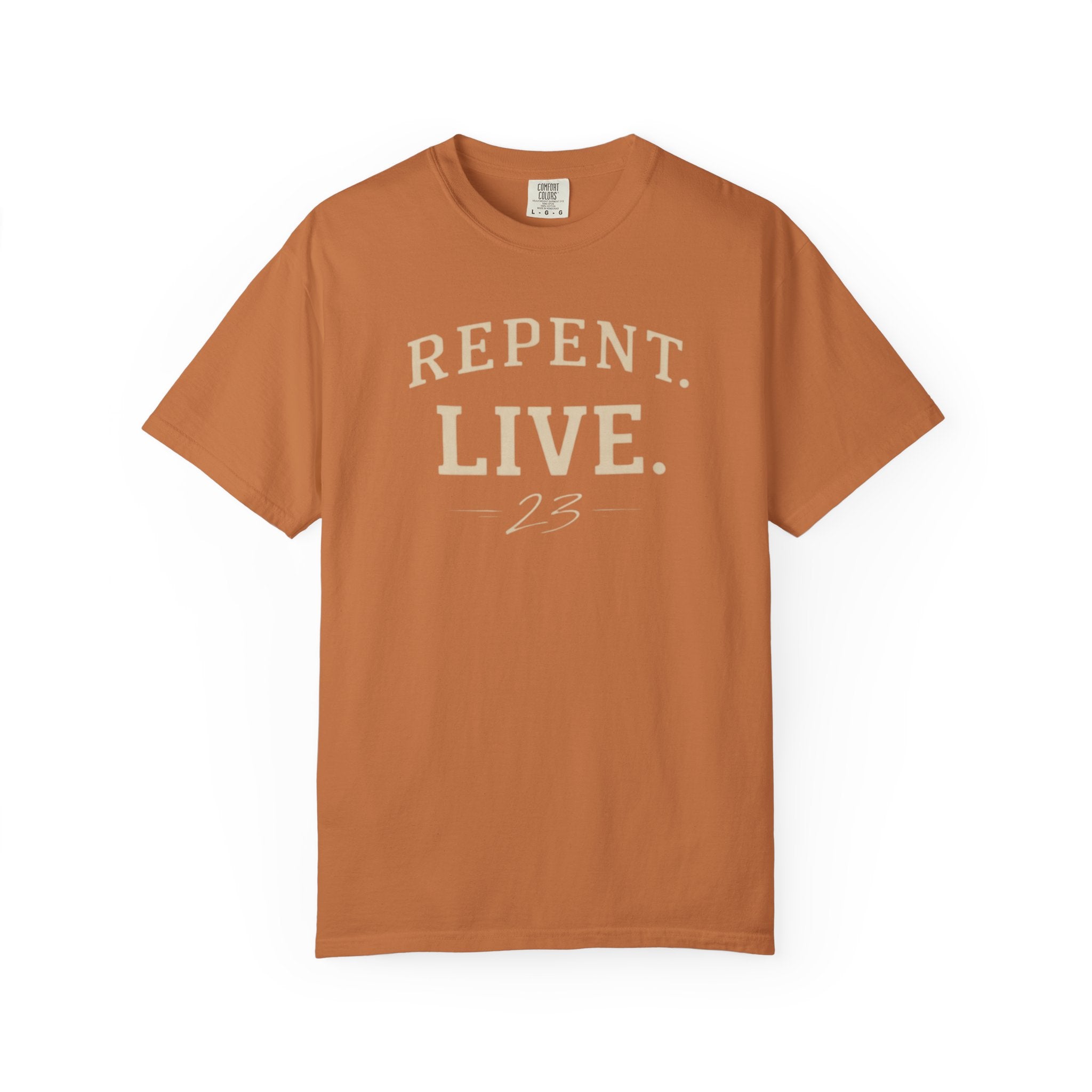 REPENT. LIVE. Faith T-Shirt — Bold Minimal Christian Tee