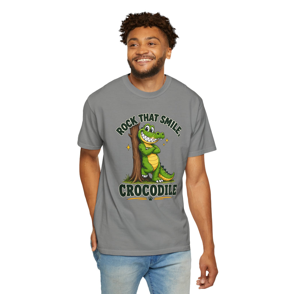 Rock That Smile Crocodile Adult Tee – Fun Graphic Crocodile Shirt