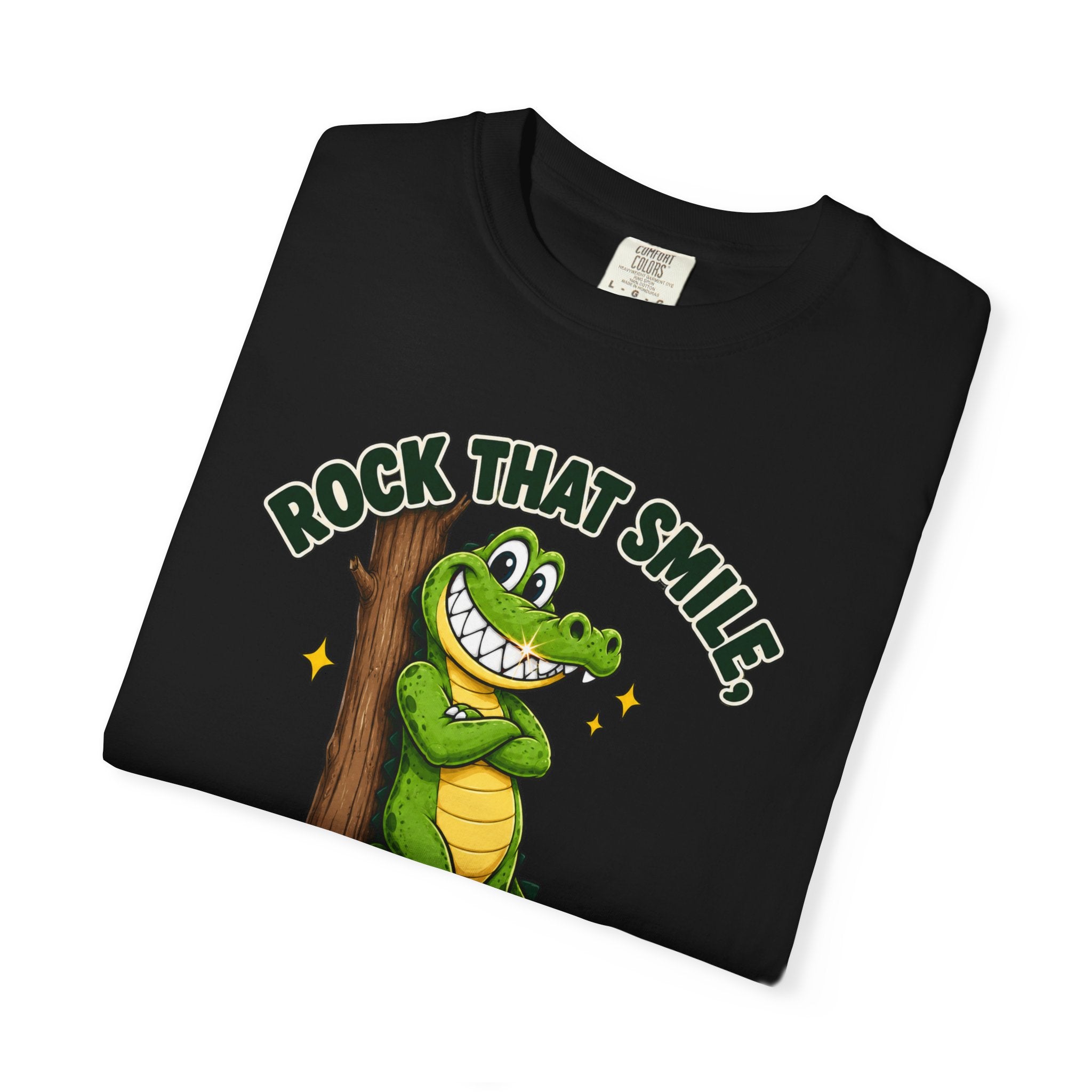 Rock That Smile Crocodile Adult Tee – Fun Graphic Crocodile Shirt