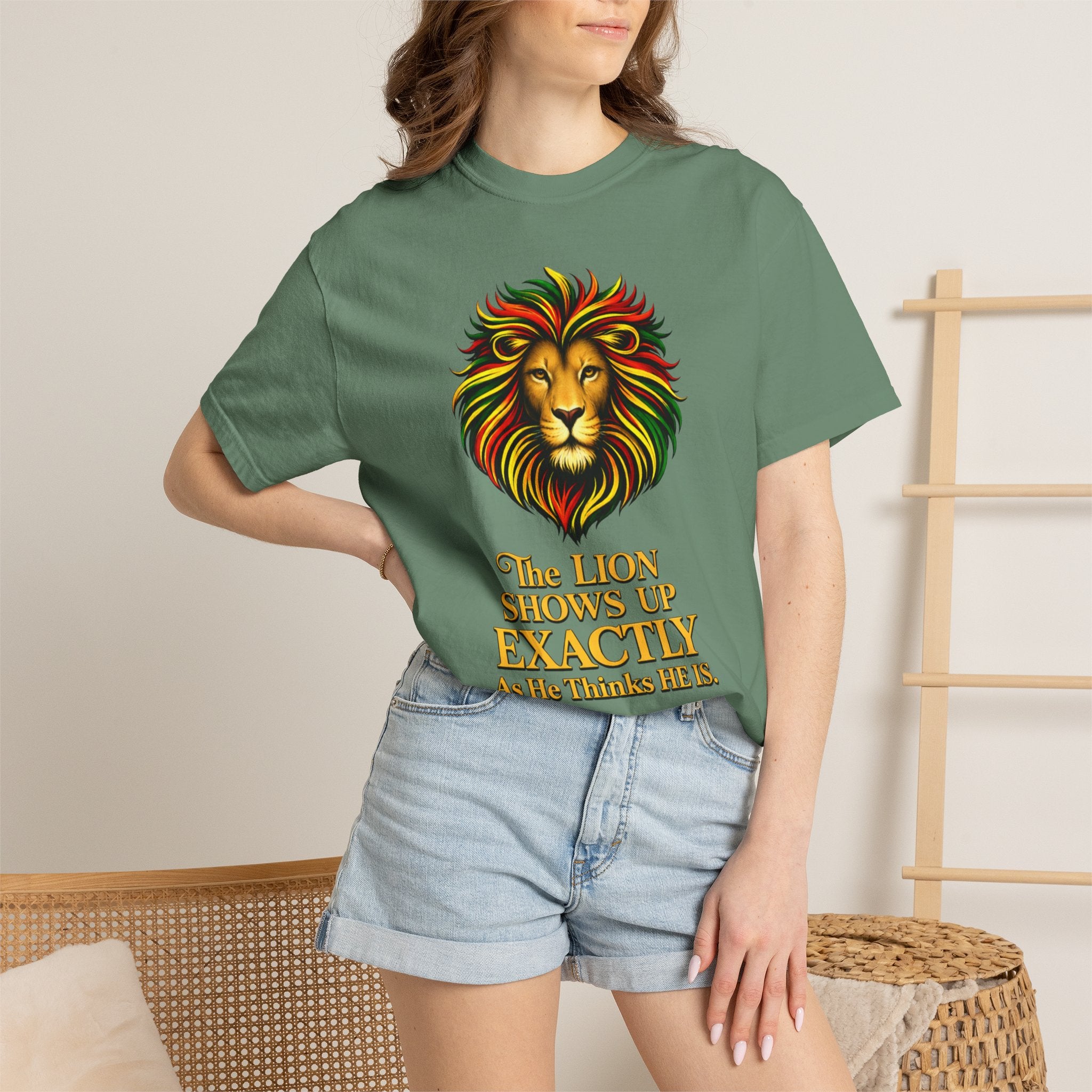 Lion T-Shirt — "The Lion Shows Up Exactly As He Thinks He Is" BLACK COLLECTION