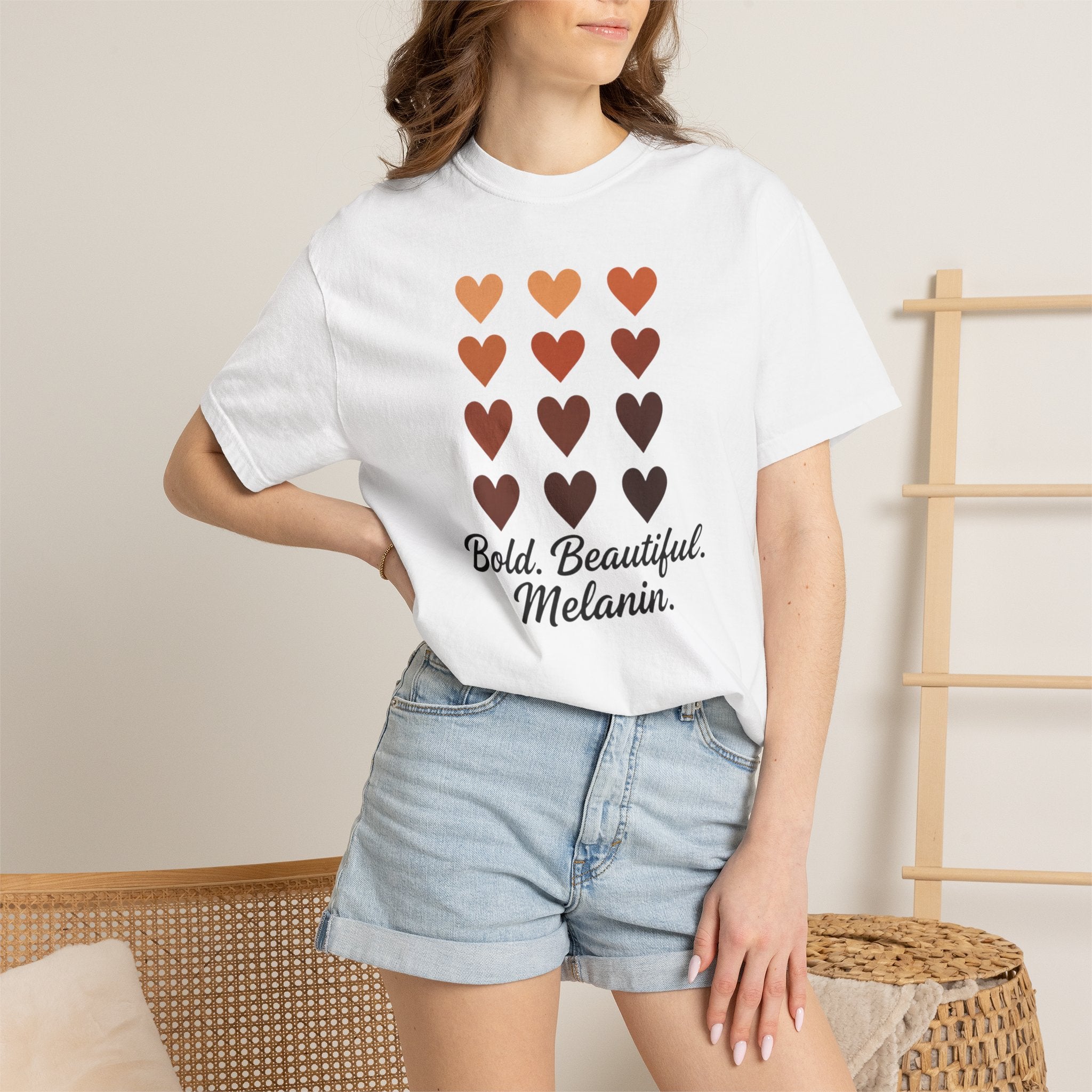Bold Beautiful Melanin Hearts Tee