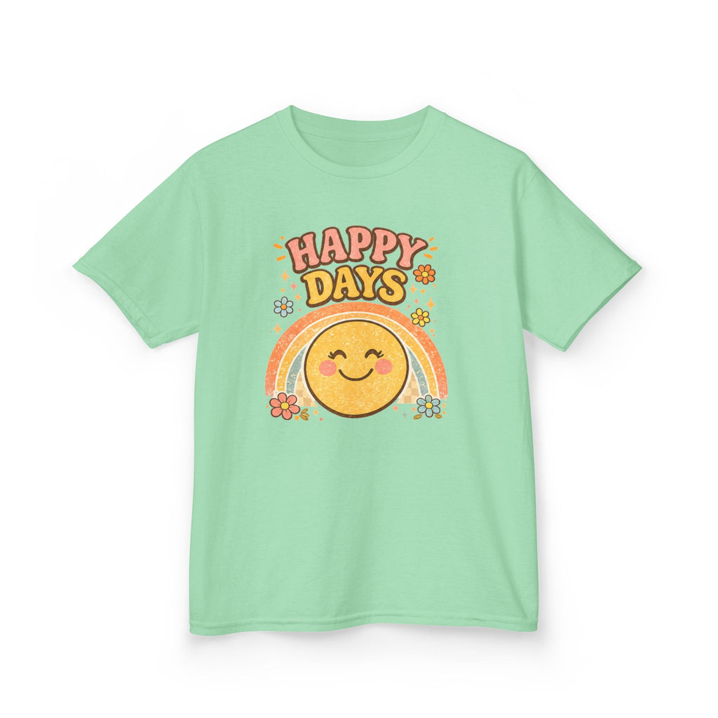 Happy Days Girls’ Tee – Retro Smiley Rainbow Shirt