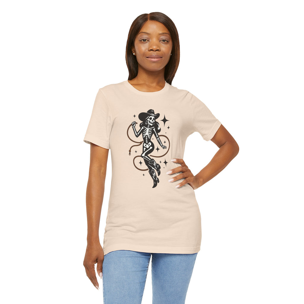 Cowgirl Skeleton Graphic Tee — Western Cowboy Skull Tee
