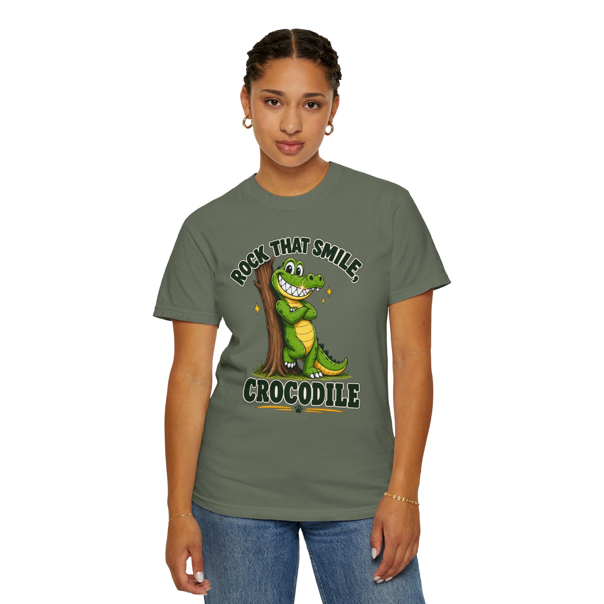 Rock That Smile Crocodile Adult Tee – Fun Graphic Crocodile Shirt