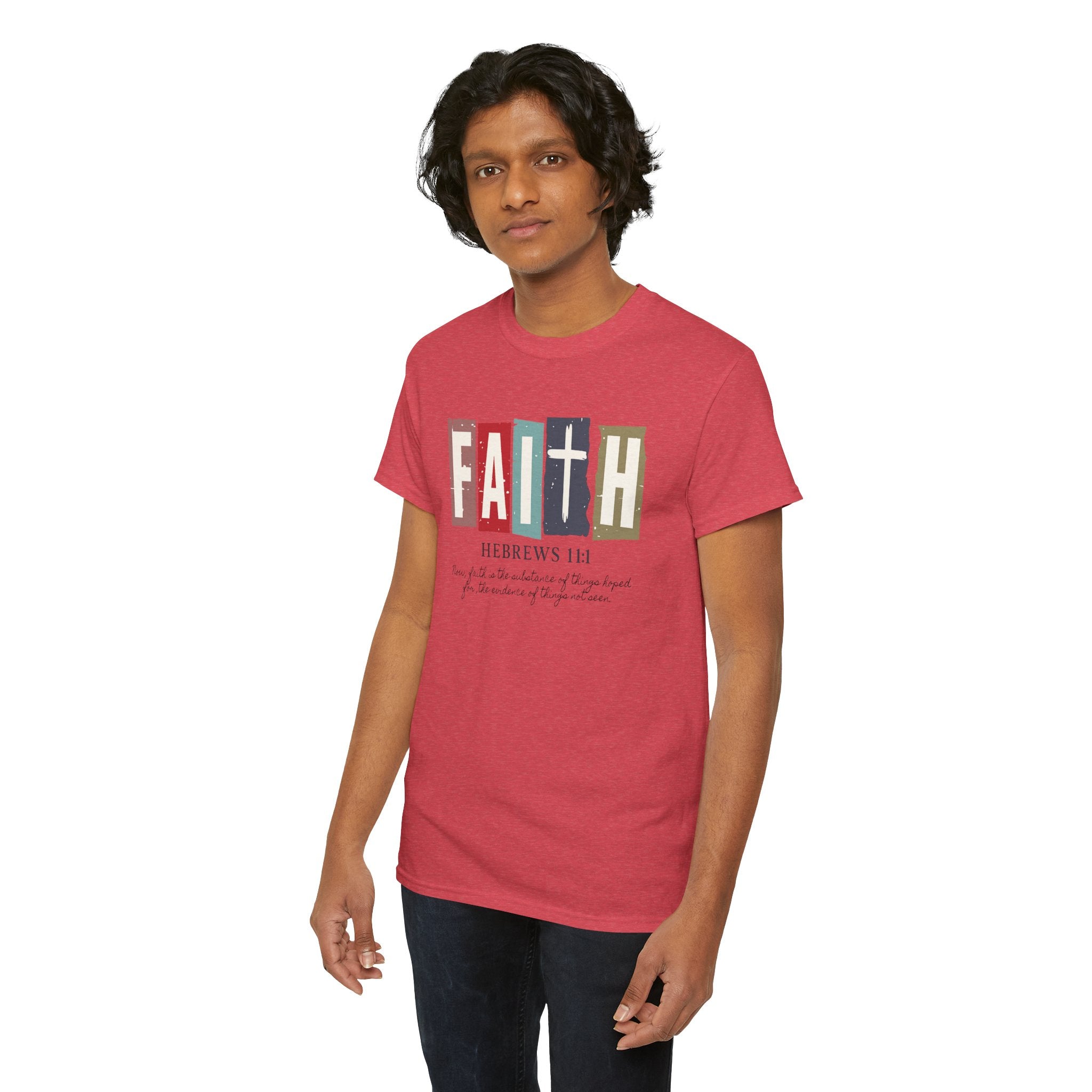 Funky Christian Tee - Colorful FAITH Design - Hebrews 11:1
