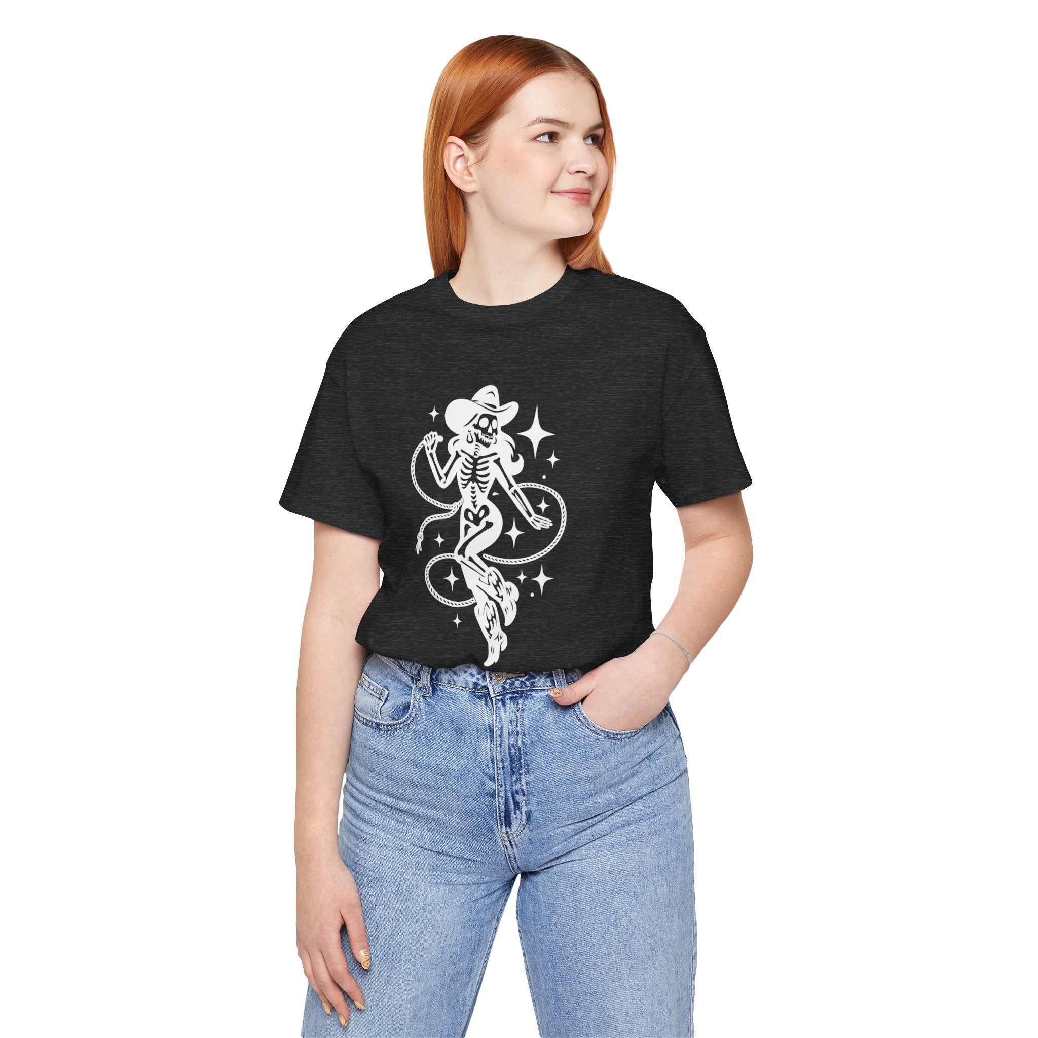 Western Outlaw Skeleton Tee — Coiled Rope & Star Graphic