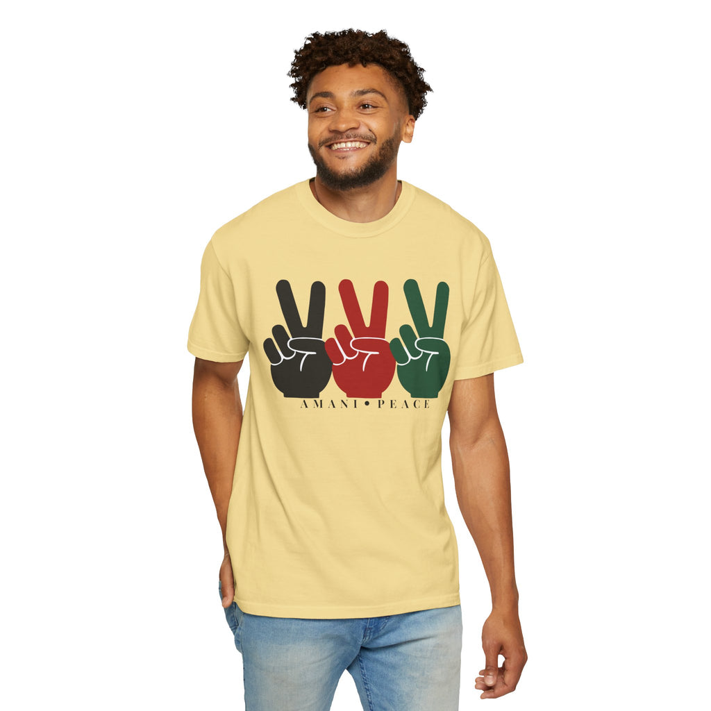 Peace Sign Trio T-Shirt — Black Red Green Retro Vibes