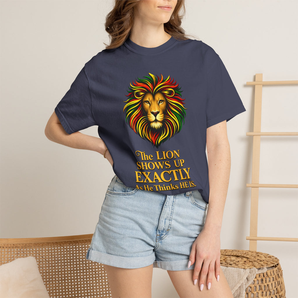 Lion T-Shirt — "The Lion Shows Up Exactly As He Thinks He Is" BLACK COLLECTION