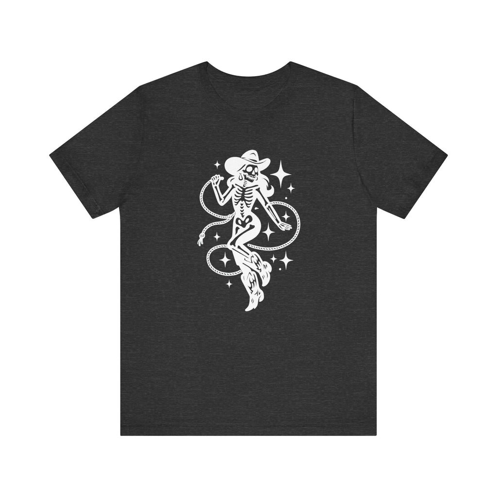 Western Outlaw Skeleton Tee — Coiled Rope & Star Graphic
