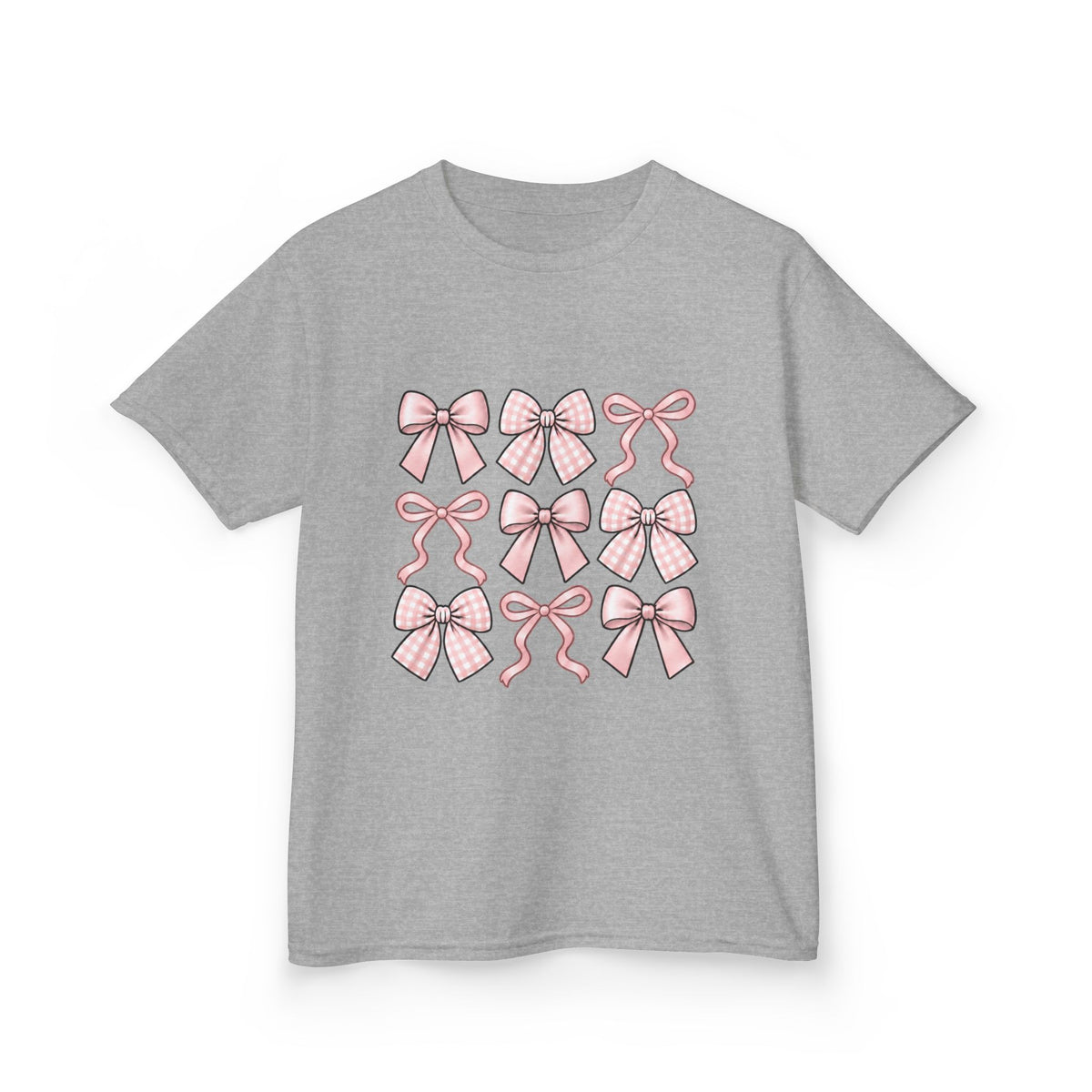 Pretty in Bows Girls’ Tee – Pink Ribbon Grid Shirt