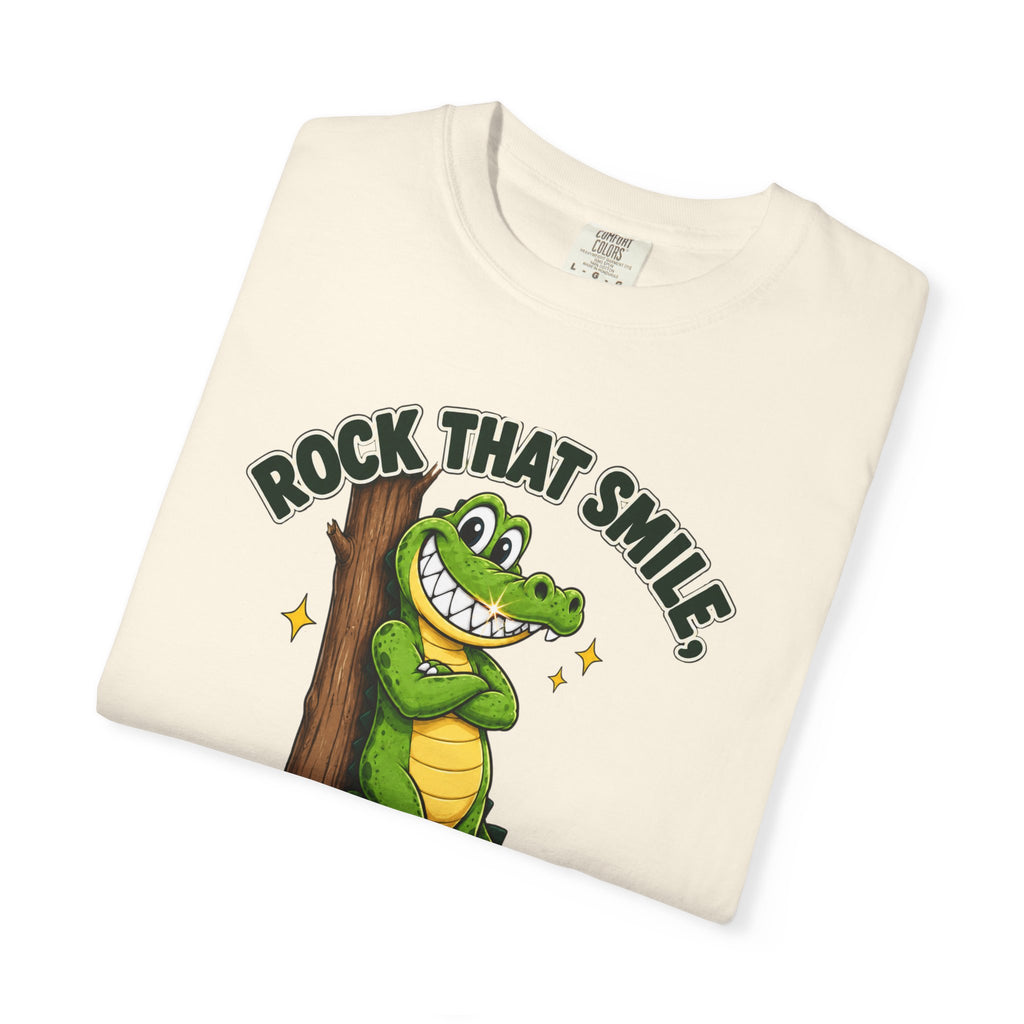 Rock That Smile Crocodile Adult Tee – Fun Graphic Crocodile Shirt