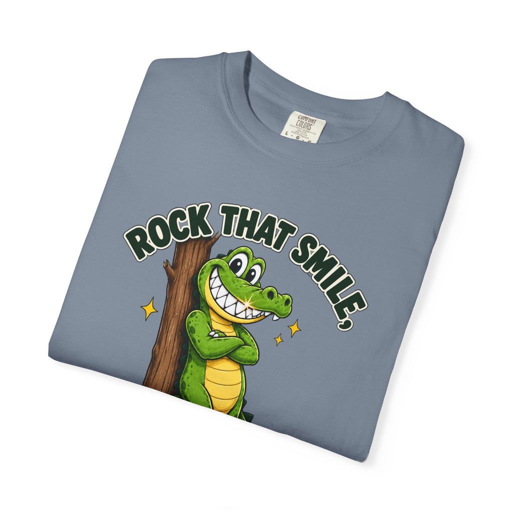 Rock That Smile Crocodile Adult Tee – Fun Graphic Crocodile Shirt