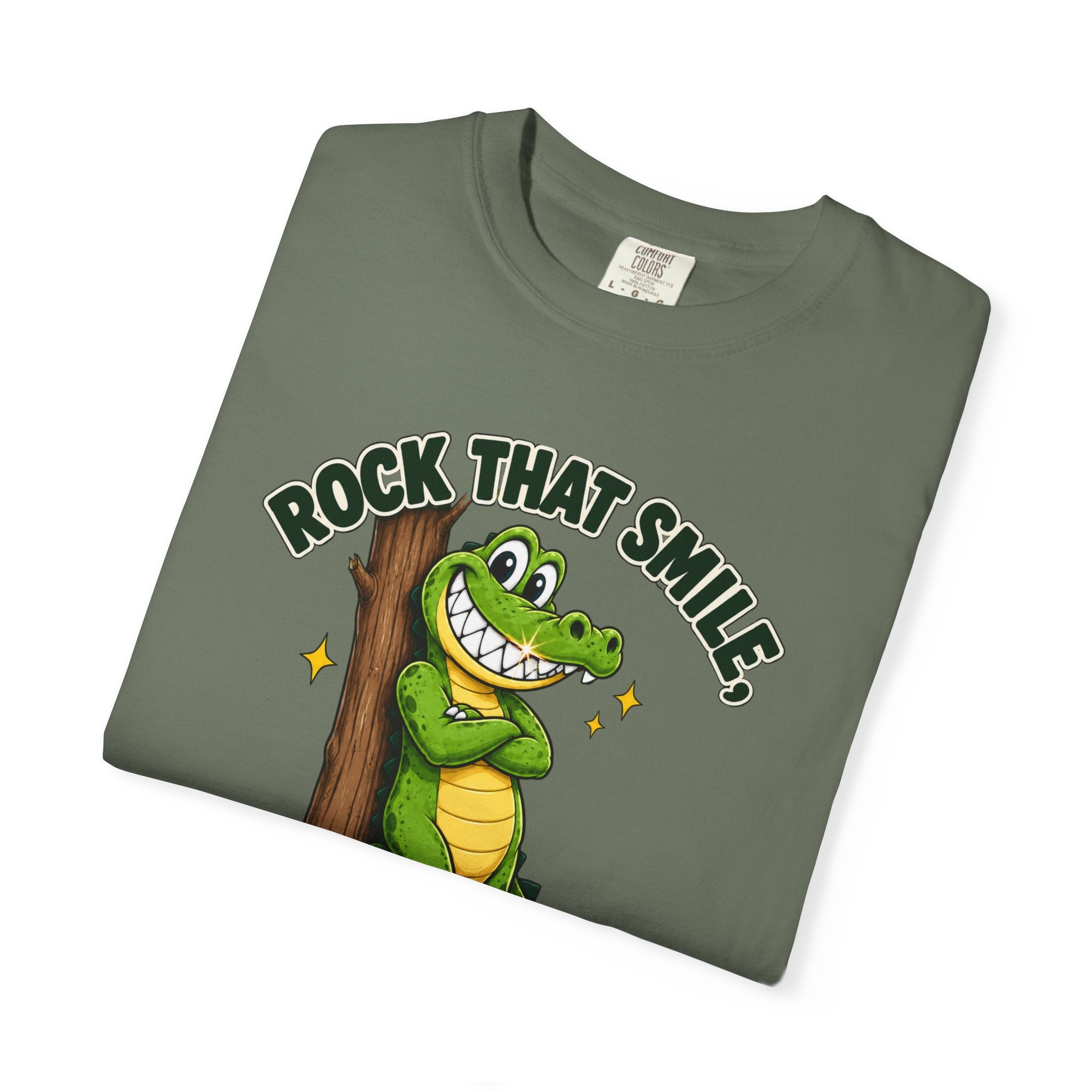 Rock That Smile Crocodile Adult Tee – Fun Graphic Crocodile Shirt