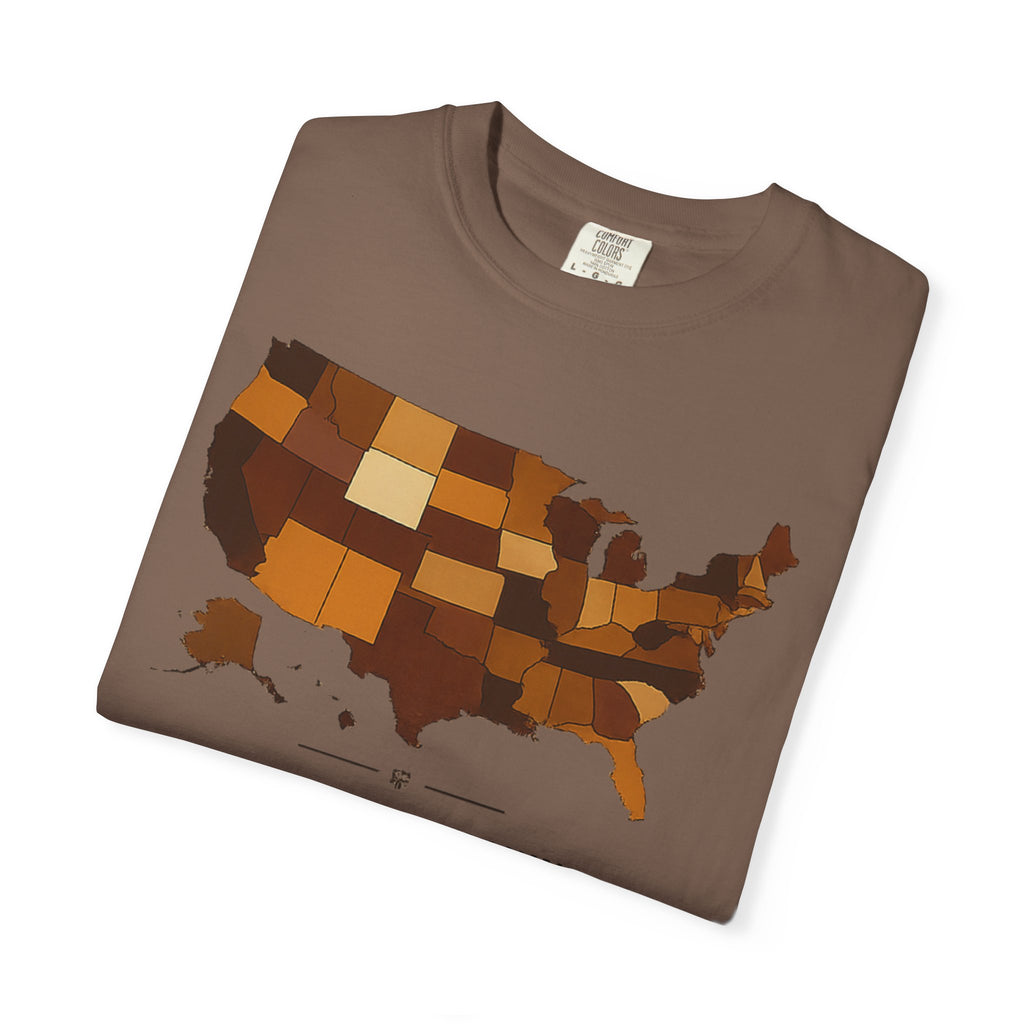 United in Melanin T-Shirt — Brown Shades USA Map Pride Tee