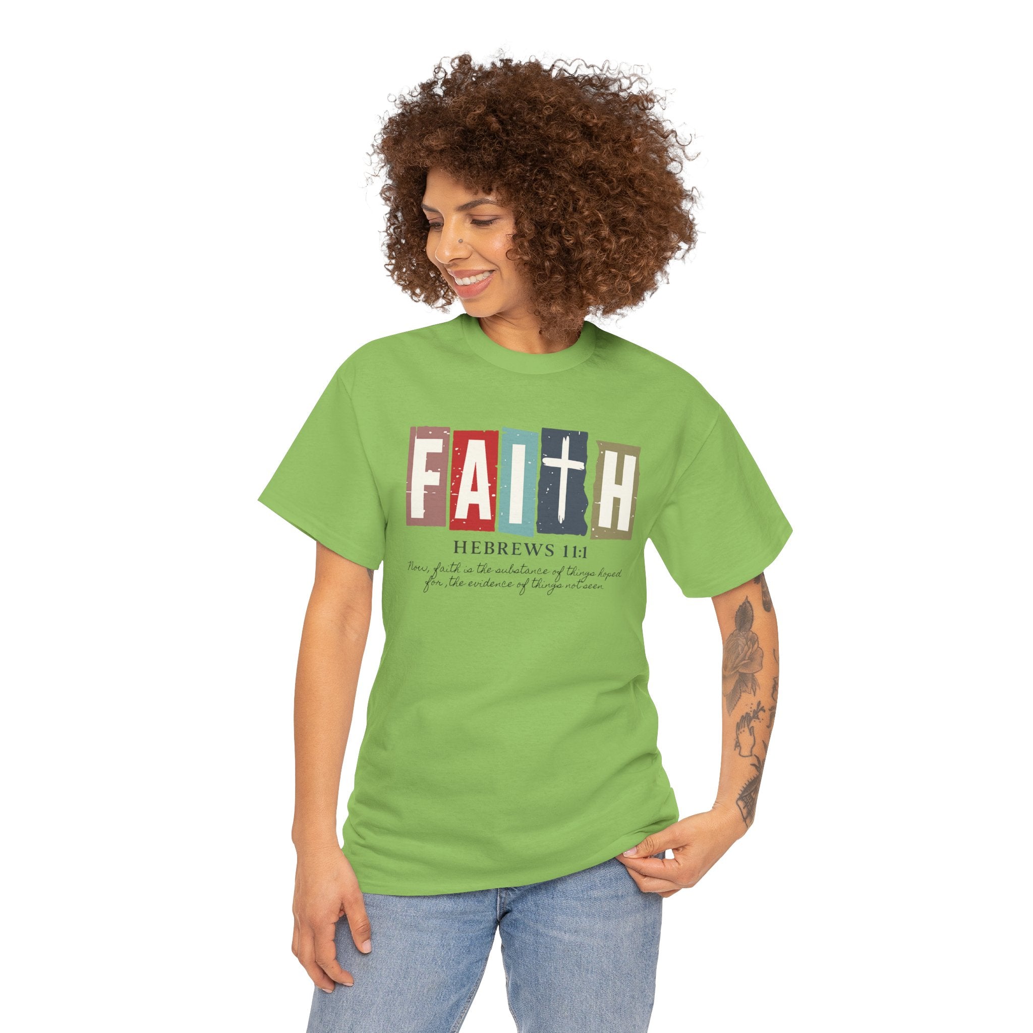 Funky Christian Tee - Colorful FAITH Design - Hebrews 11:1