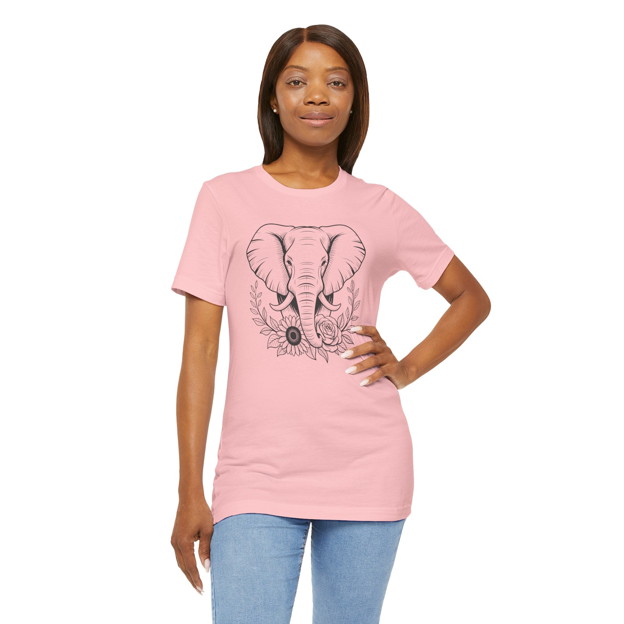 Elephant & Floral Strength T-Shirt — "Strength Meets Beauty"