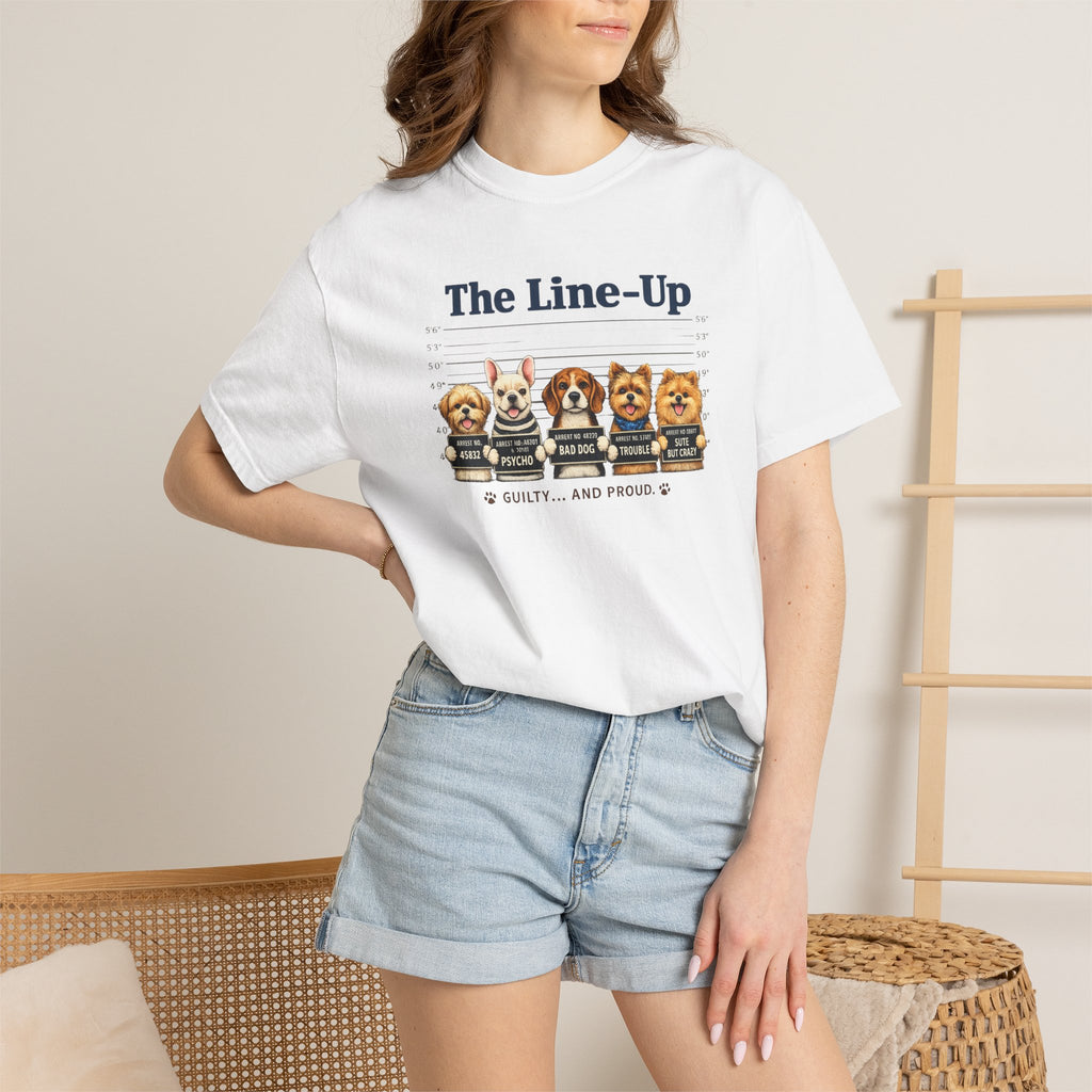 The Line-Up Cute Dog Mugshot T-Shirt — "Guilty and Adorable"