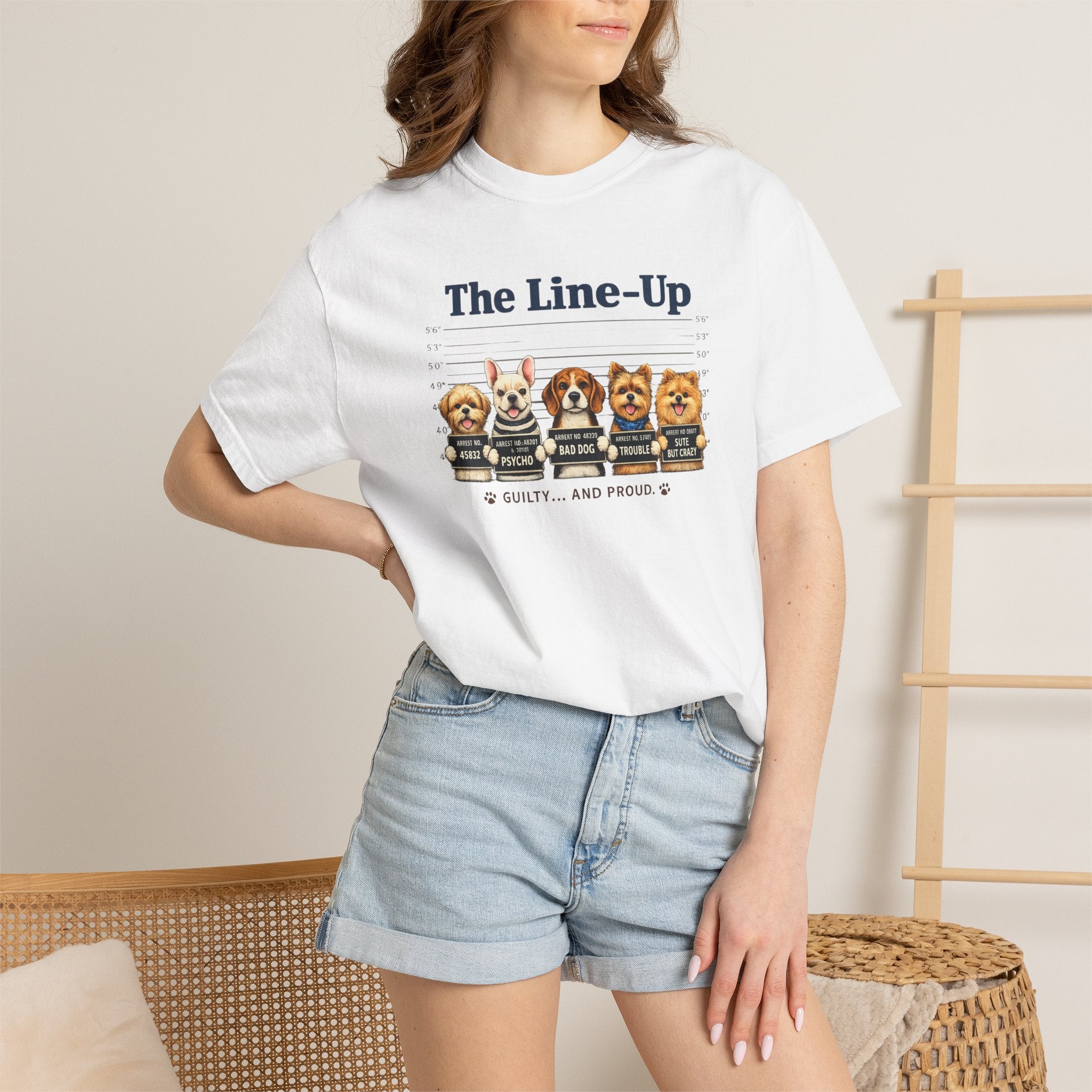 The Line-Up Cute Dog Mugshot T-Shirt — "Guilty and Adorable"