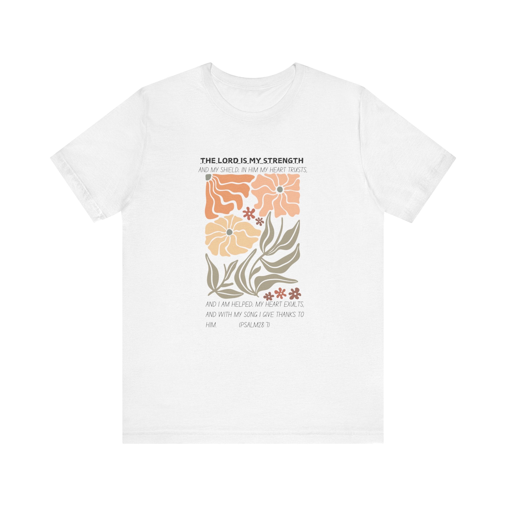 Boho Retro Flower T-shirt with Psalm 28:7 Tee