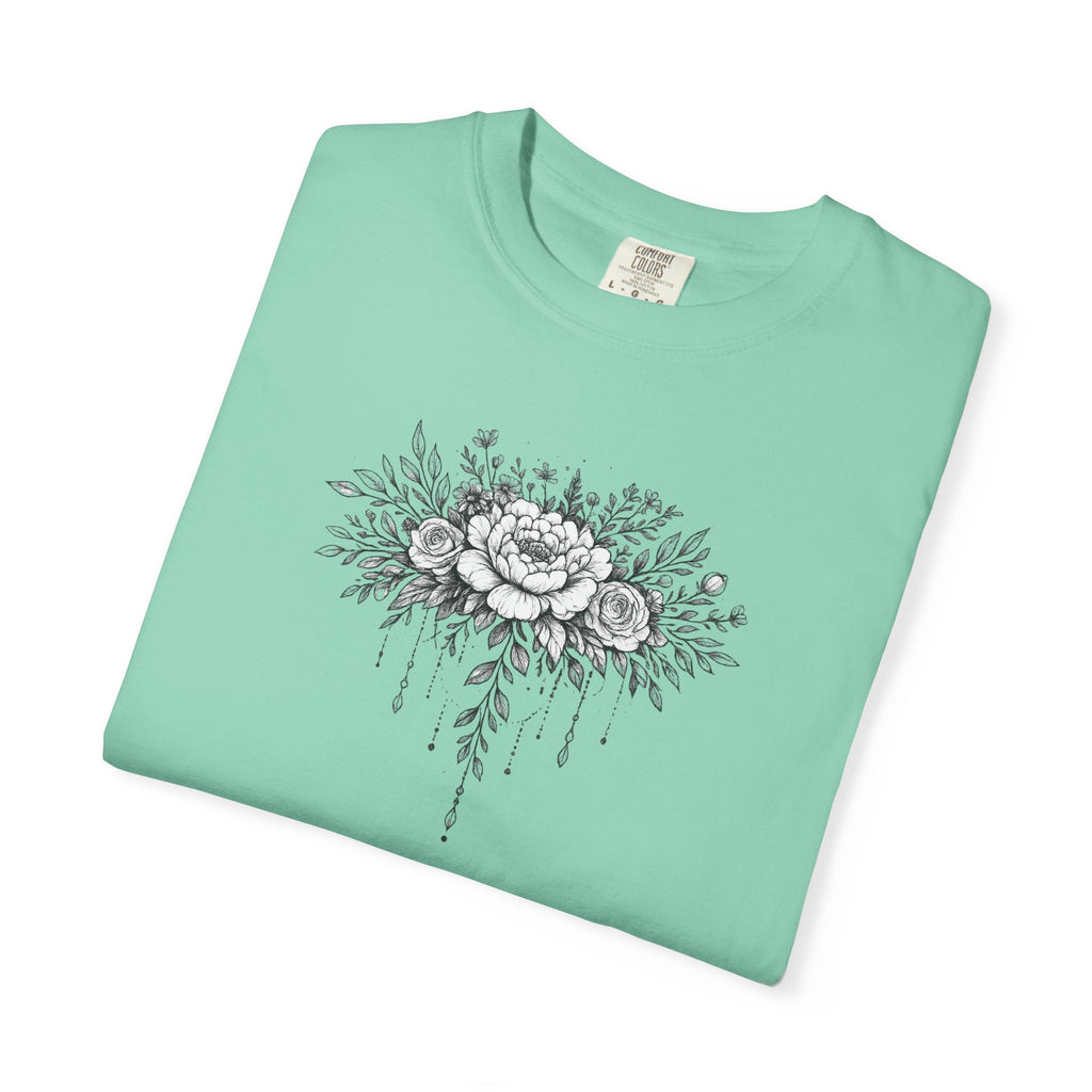 Floral Sketch T-Shirt — Vintage Black Rose Illustration