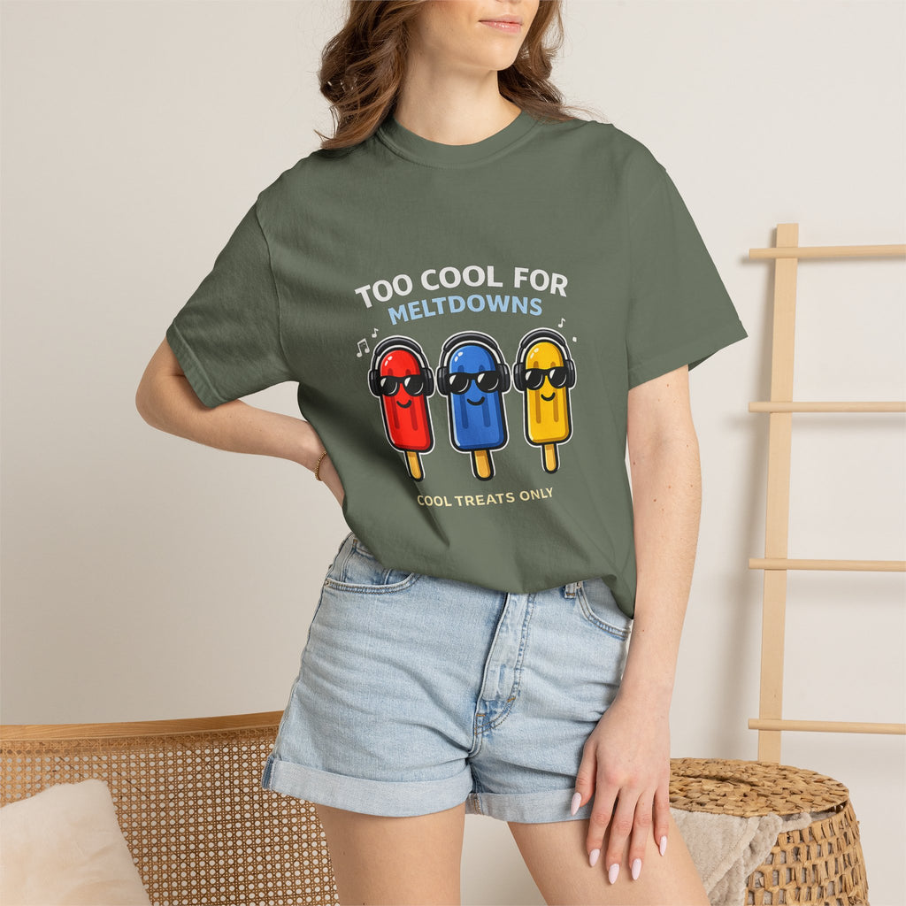 3 Cool Popsicles Graphic T-Shirt — "Too Cool for Meltdowns" Summer Tee