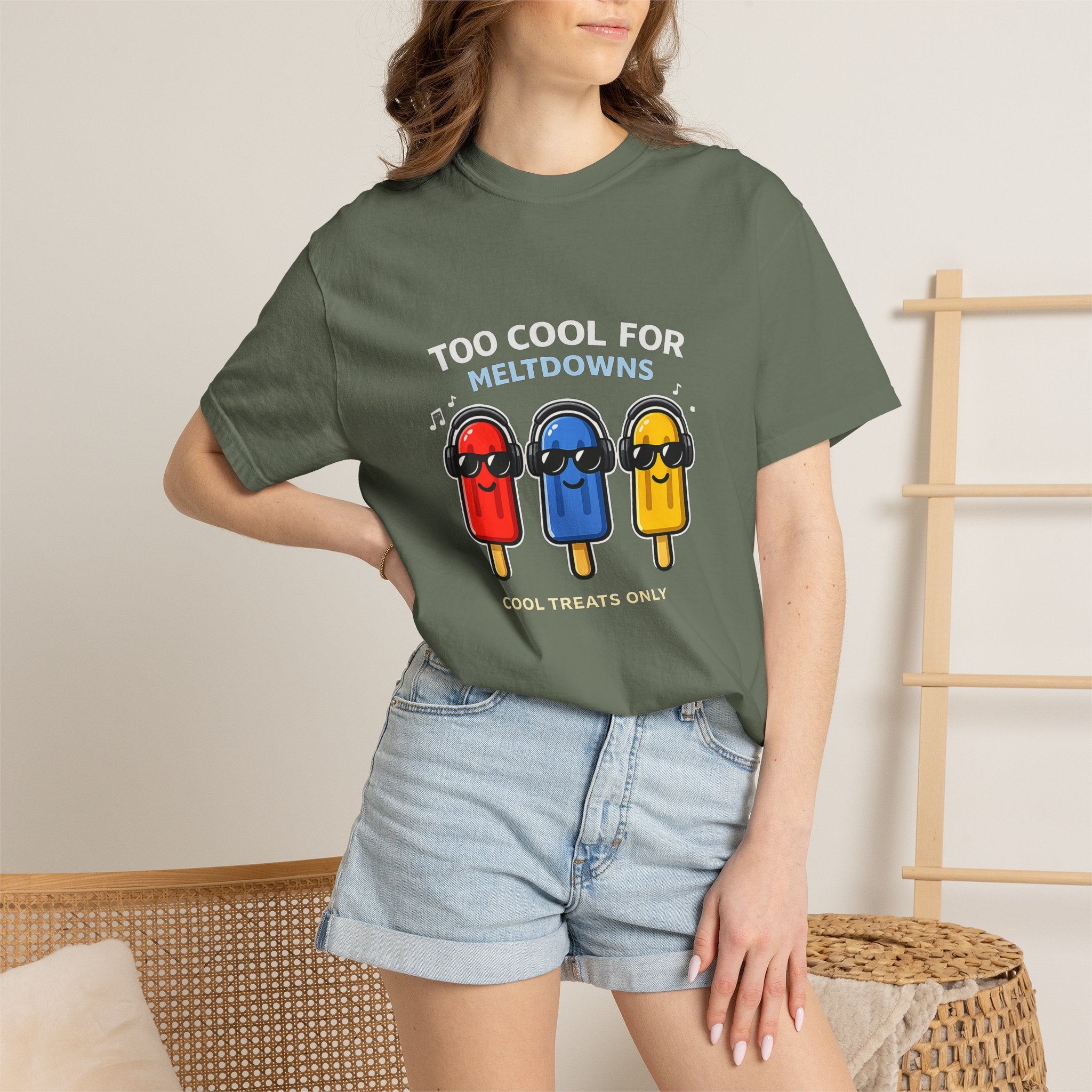 3 Cool Popsicles Graphic T-Shirt — "Too Cool for Meltdowns" Summer Tee