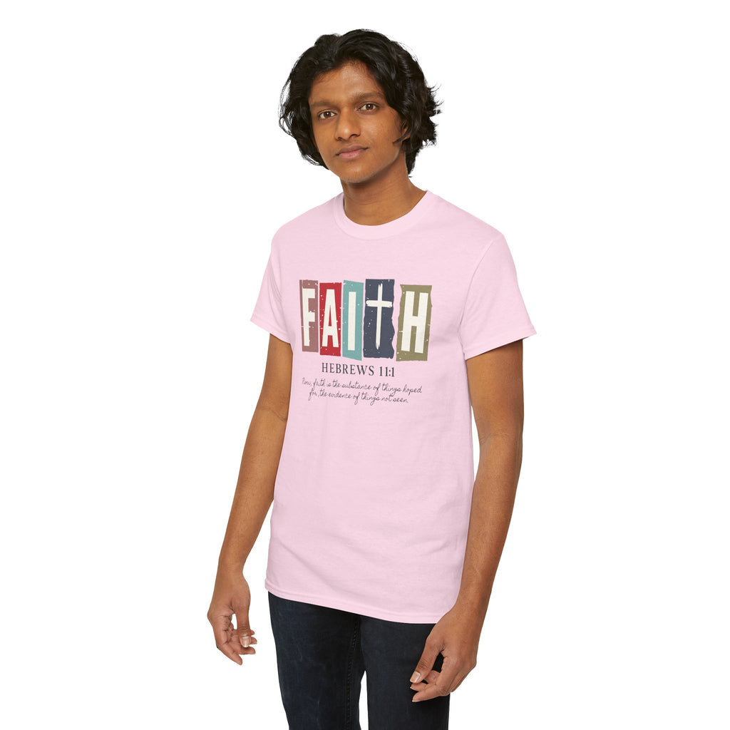 Funky Christian Tee - Colorful FAITH Design - Hebrews 11:1