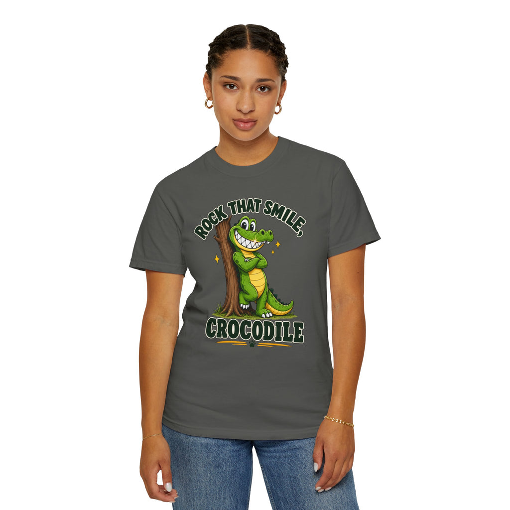 Rock That Smile Crocodile Adult Tee – Fun Graphic Crocodile Shirt