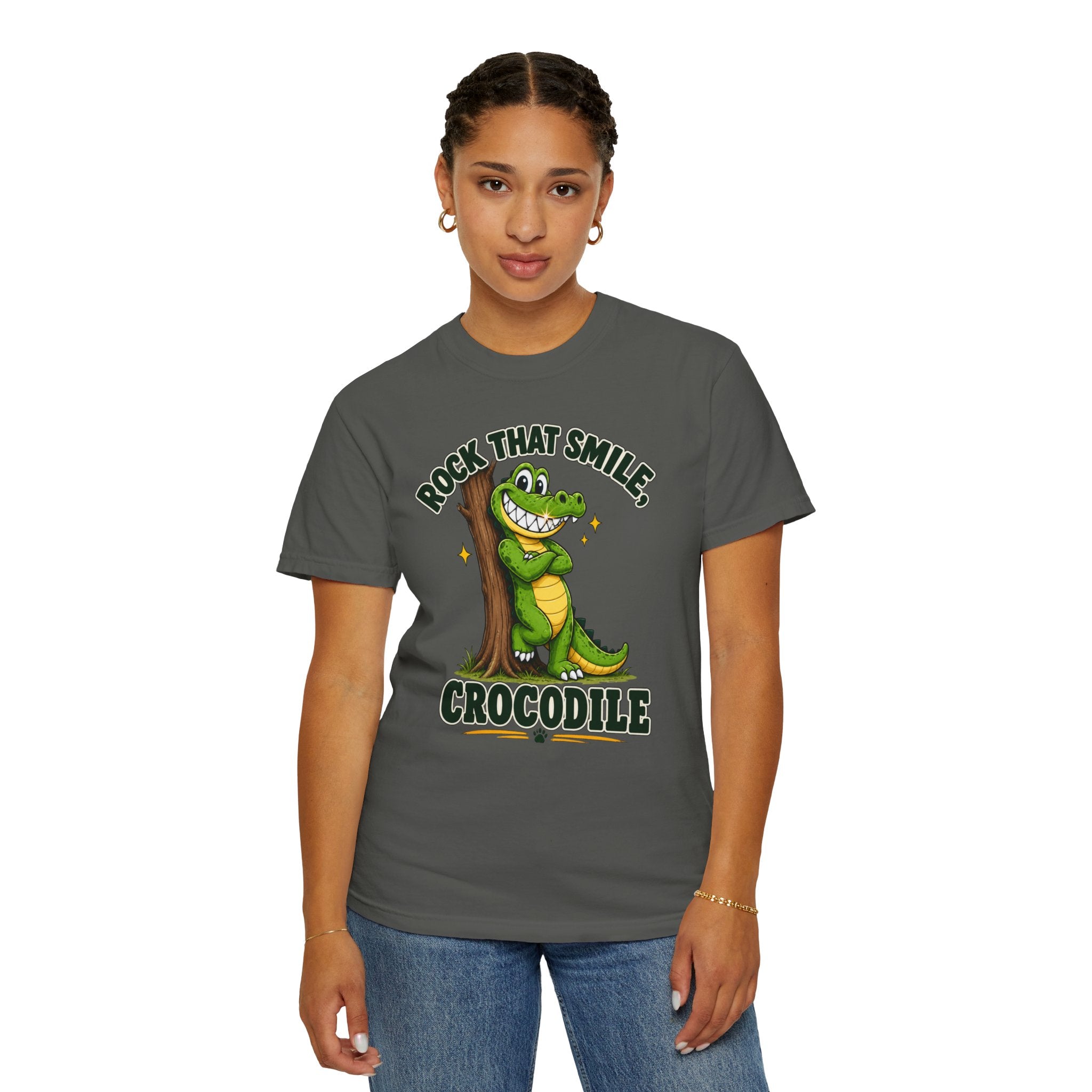 Rock That Smile Crocodile Adult Tee – Fun Graphic Crocodile Shirt