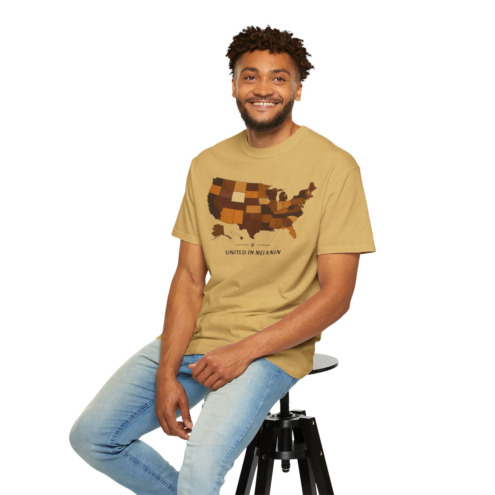 United in Melanin T-Shirt — Brown Shades USA Map Pride Tee