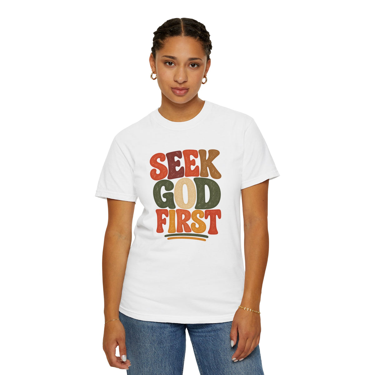 Seek God First Christian T-Shirt – Retro Faith Graphic Tee