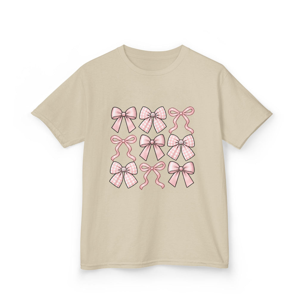 Pretty in Bows Girls’ Tee – Pink Ribbon Grid Shirt