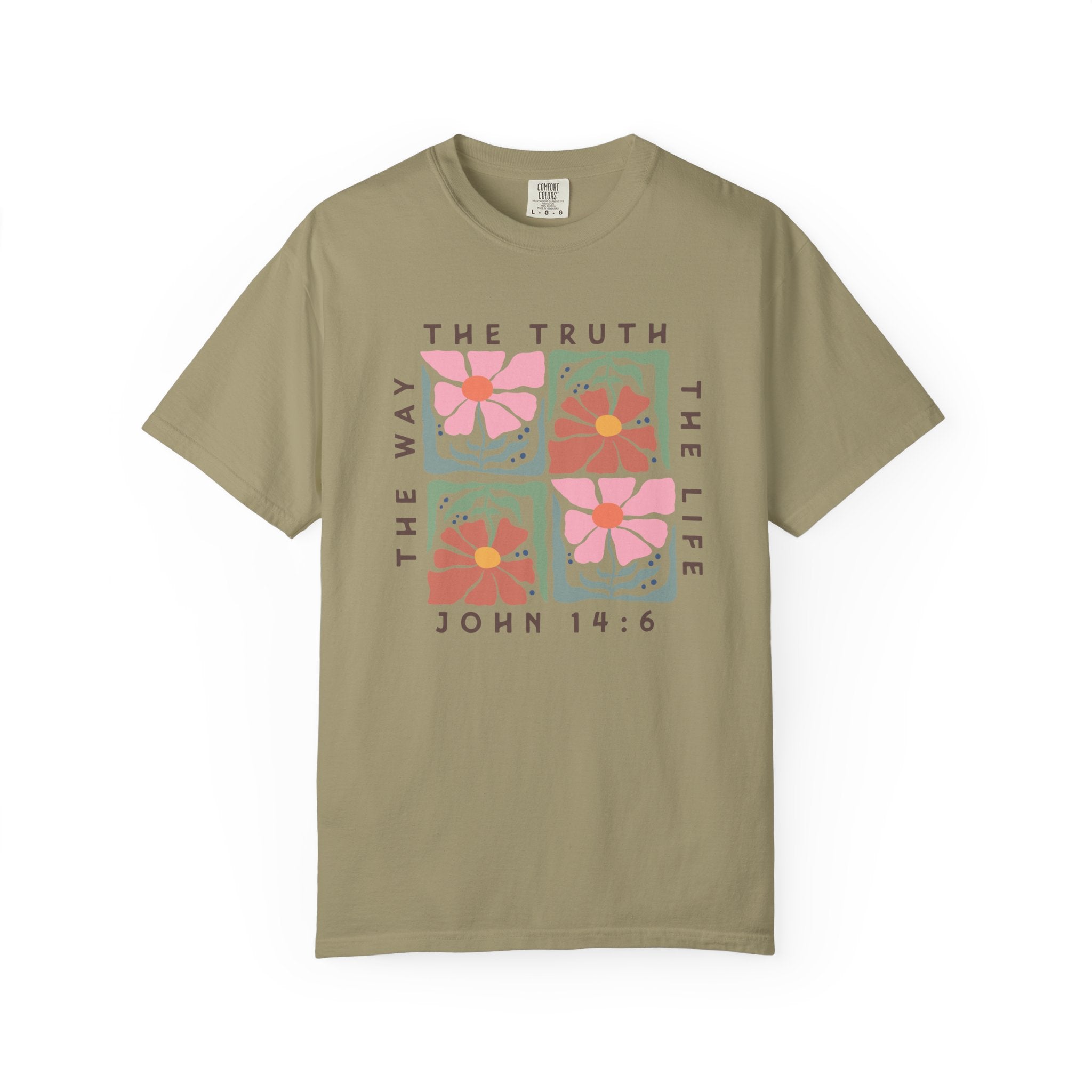 Christian Floral T-Shirt — “The Way The Truth The Life” John 14:6 Graphic Tee