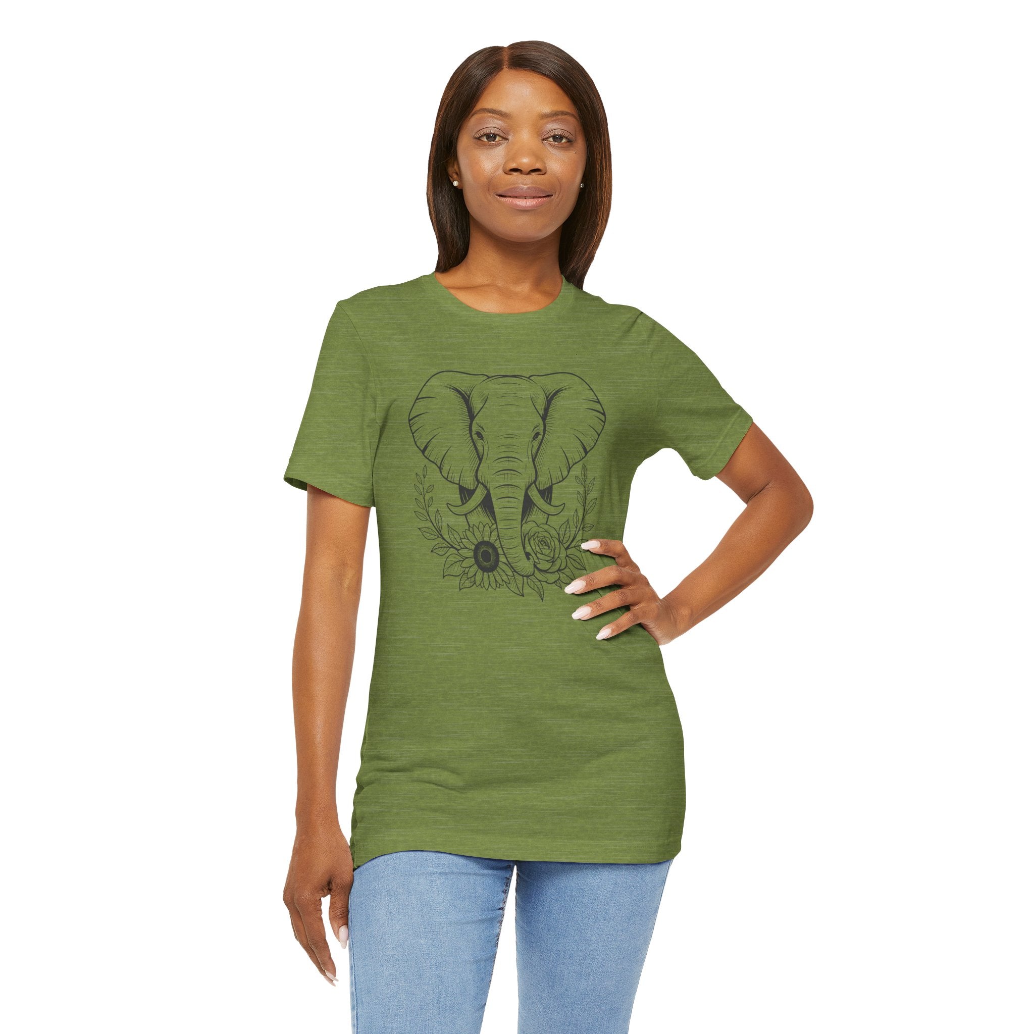 Elephant & Floral Strength T-Shirt — "Strength Meets Beauty"