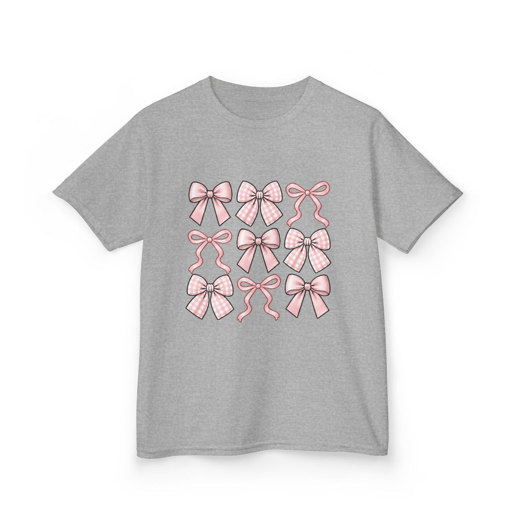 Pretty in Bows Girls’ Tee – Pink Ribbon Grid Shirt
