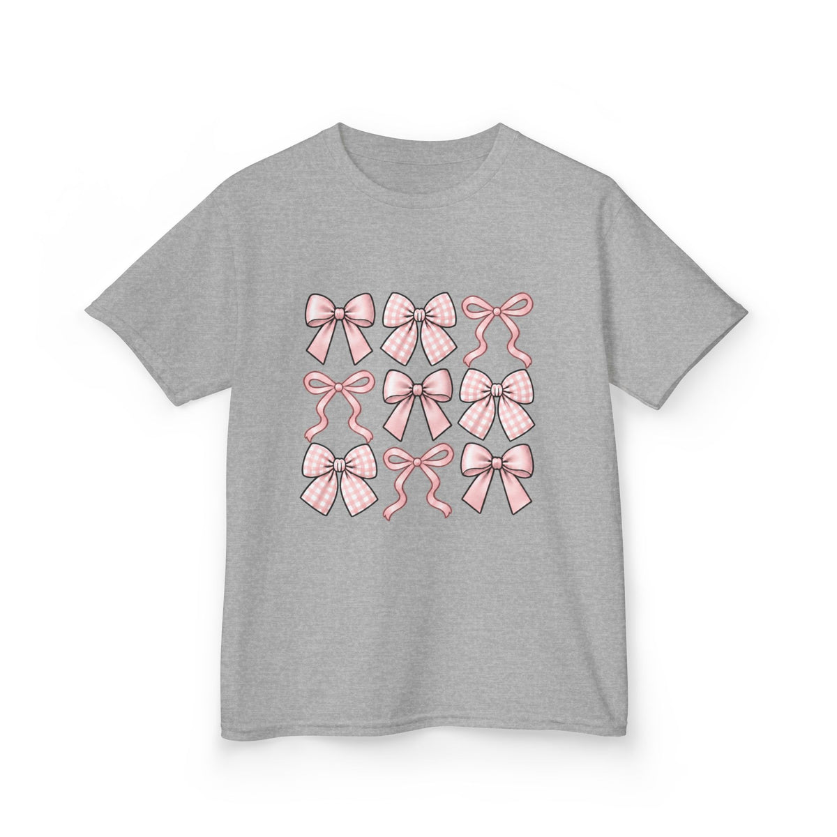 Pretty in Bows Girls’ Tee – Pink Ribbon Grid Shirt