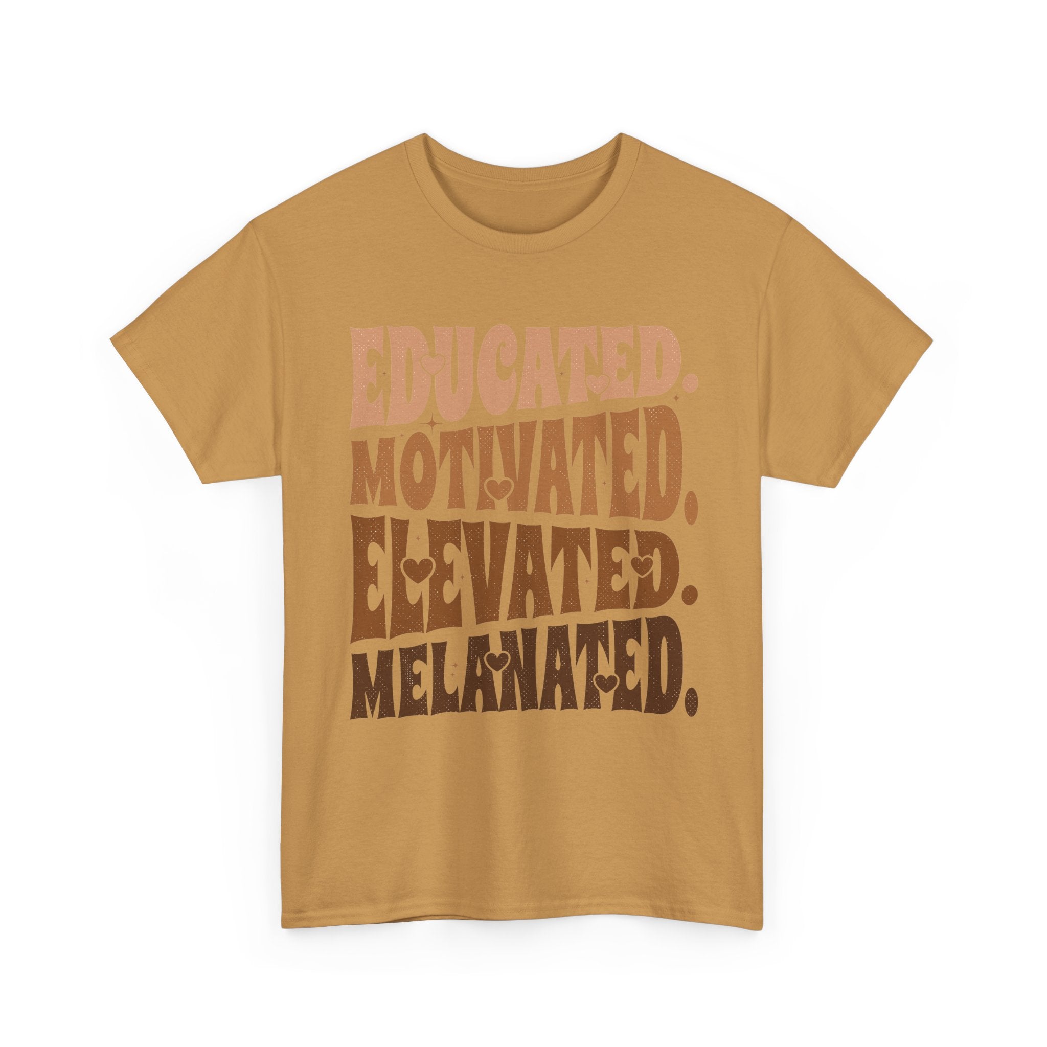 Empowerment Tee - Educated, Motivated, Elevated, Melanated Print