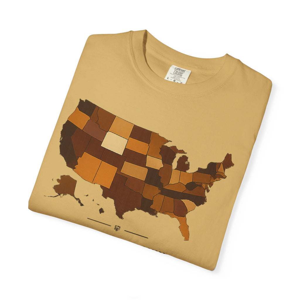 United in Melanin T-Shirt — Brown Shades USA Map Pride Tee