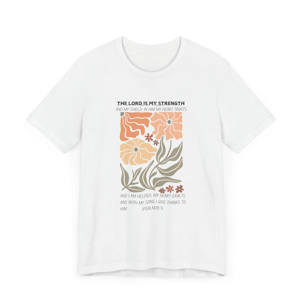 Boho Retro Flower T-shirt with Psalm 28:7 Tee